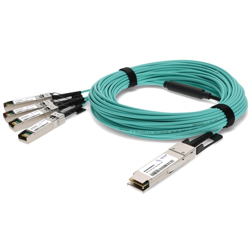 Picture of Avaya/Nortel® AA1404005-E6-20M Compatible 40GBase-AOC QSFP+ to 4xSFP+ Active Optical Cable (850nm, MMF, 20m)