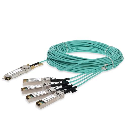 Picture of MSA compliant 100GBase-AOC QSFP28-4xSFP28 Active Optical Cable (850nm, MMF, 25m)