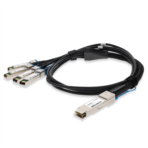 Picture of MSA 100GBase-CU QSFP28 to 4xSFP28 Plenum Direct Attach Cable (Passive Twinax, 3m)