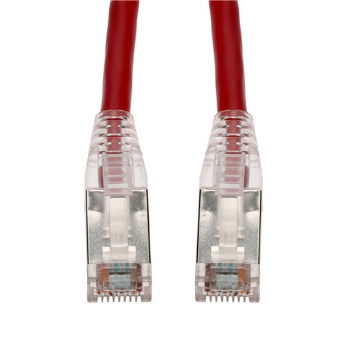 Picture of 5 Pack of 25ft Red CAT 6A Shielded PVC Ethernet Cable Easy Clear Boot RJ-45 M/M
