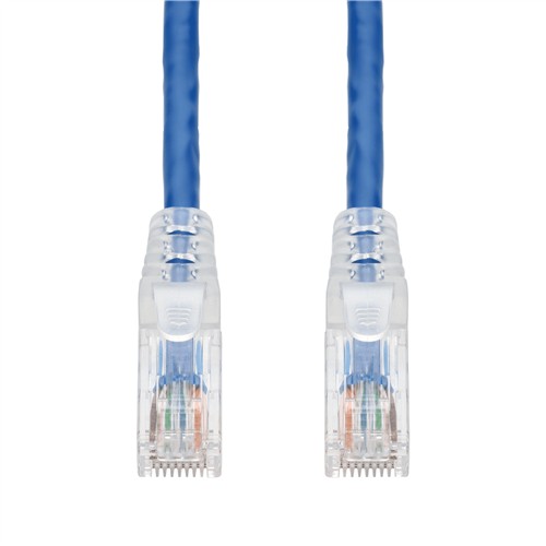Picture of 25 Pack of 7ft Blue CAT 6 PVC Ethernet Cable Snagless Easy Clear Boot TAA RJ-45 M/M Bulk Bag Packaged, No Twist Ties