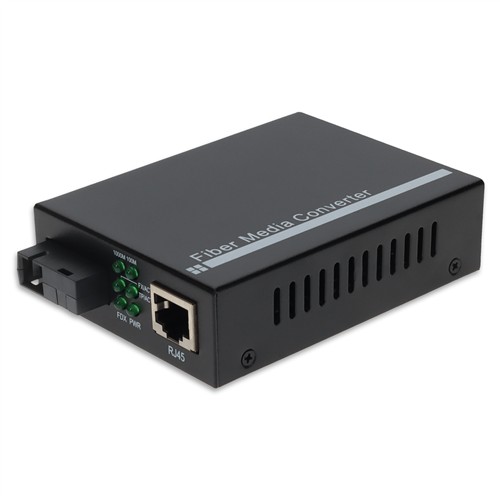Picture of 10/100/1000Base-TX(RJ-45) to 1000Base-BXD(SC) BiDi SMF 1550nmTX/1310nmRX 20km Media Converter with EU Power Cable